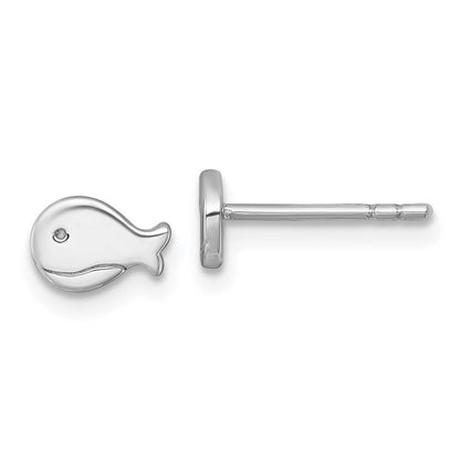 Sterlingsilber Rhodiniert Poliert Wal Ohrstecker