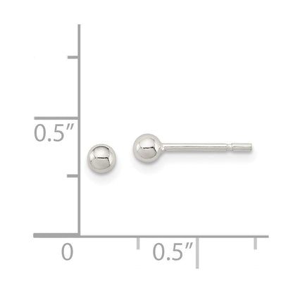 Sterlingsilber Poliert 3mm Kugel Ohrringe
