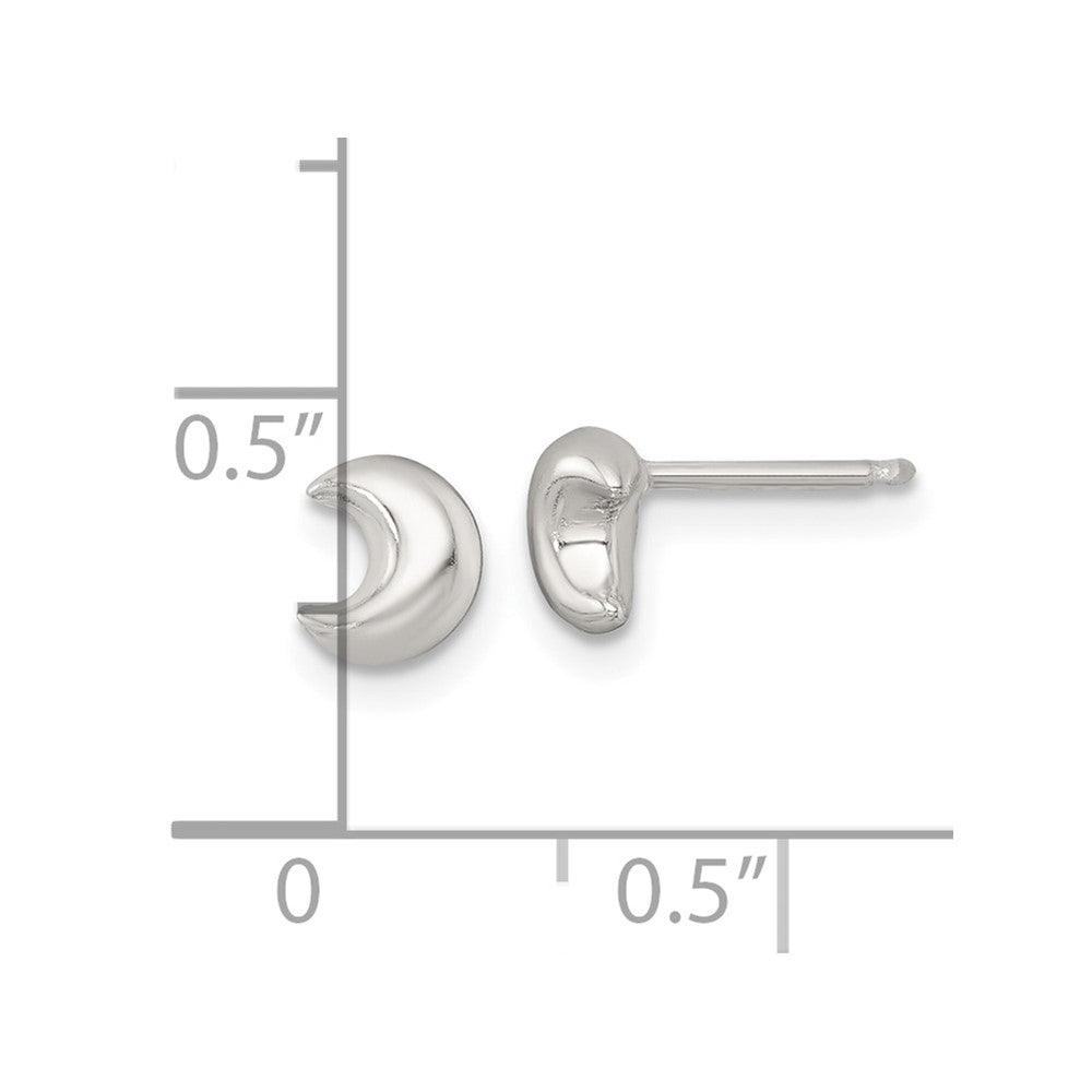 Sterlingsilber Poliert 3d Mond Kinder Ohrstecker