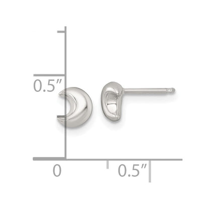 Sterlingsilber Poliert 3d Mond Kinder Ohrstecker