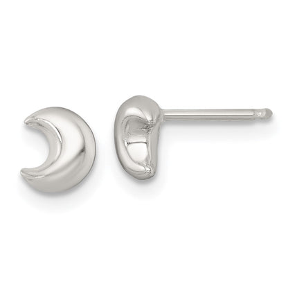 Sterlingsilber Poliert 3d Mond Kinder Ohrstecker