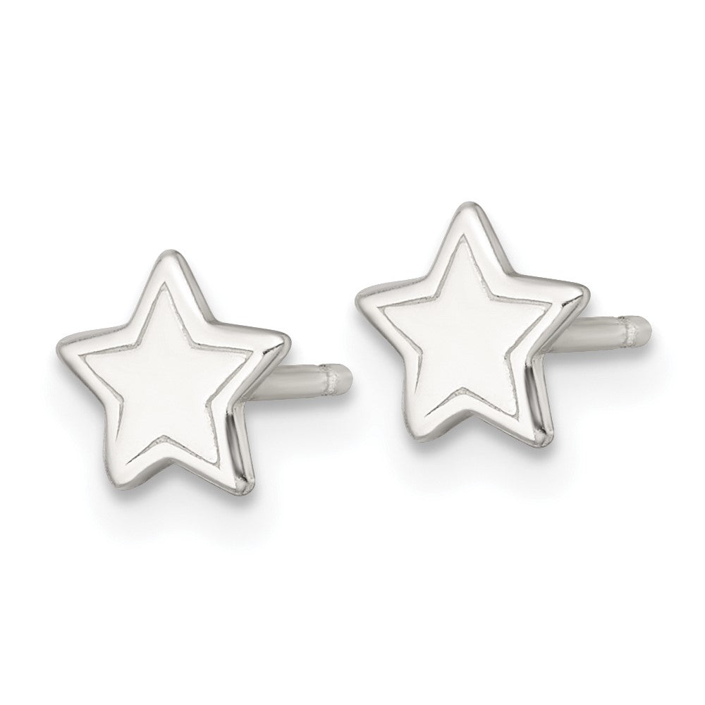 Sterlingsilber Poliert und Gerillt Stern Kinder Ohrstecker