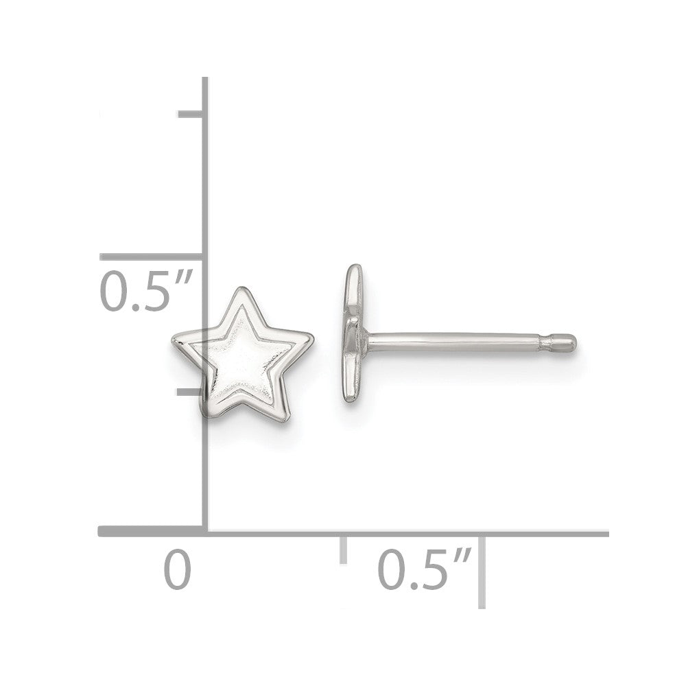 Sterlingsilber Poliert und Gerillt Stern Kinder Ohrstecker