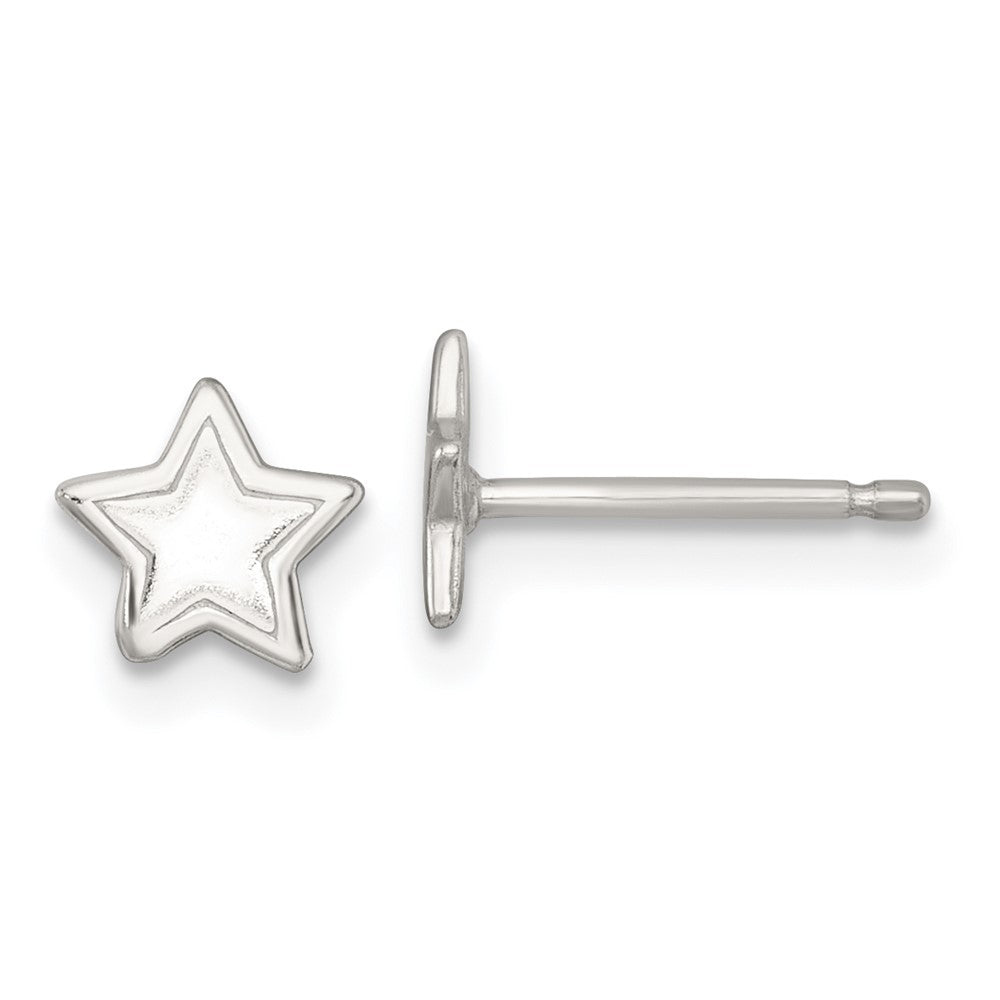 Sterlingsilber Poliert und Gerillt Stern Kinder Ohrstecker
