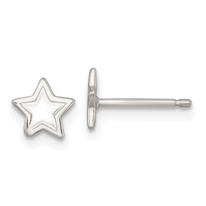 Sterlingsilber Poliert und Gerillt Stern Kinder Ohrstecker