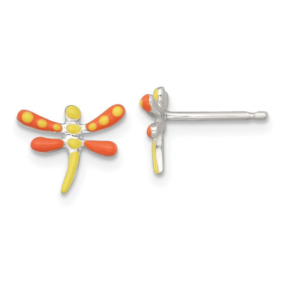 Sterlingsilber Poliert Emailliert Libelle Kinder Ohrstecker