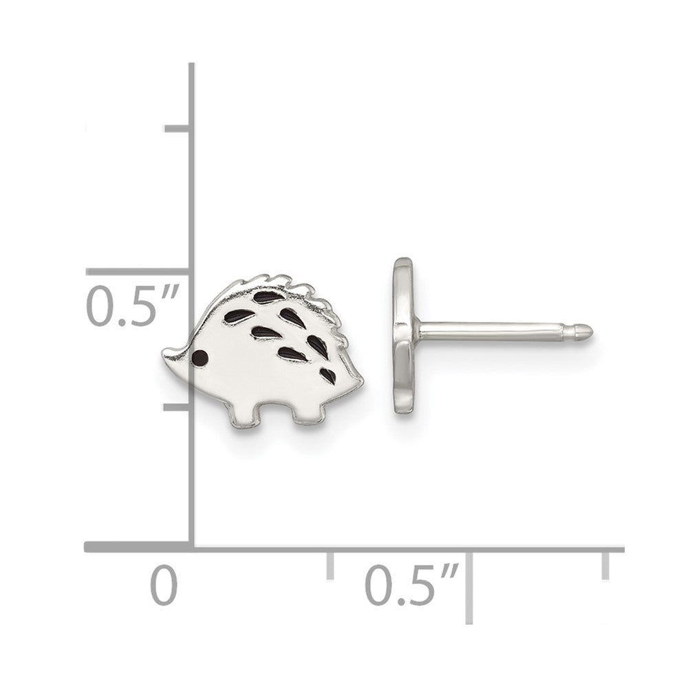 Sterlingsilber Poliert Emailliert Porcupine Kinder Ohrstecker