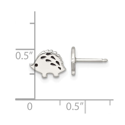 Sterlingsilber Poliert Emailliert Porcupine Kinder Ohrstecker