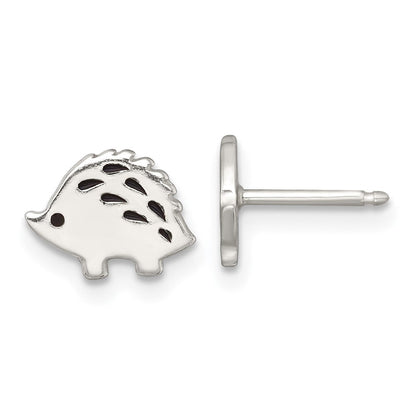 Sterlingsilber Poliert Emailliert Porcupine Kinder Ohrstecker