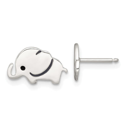 Sterlingsilber Poliert Emailliert Elefant Kinder Ohrstecker