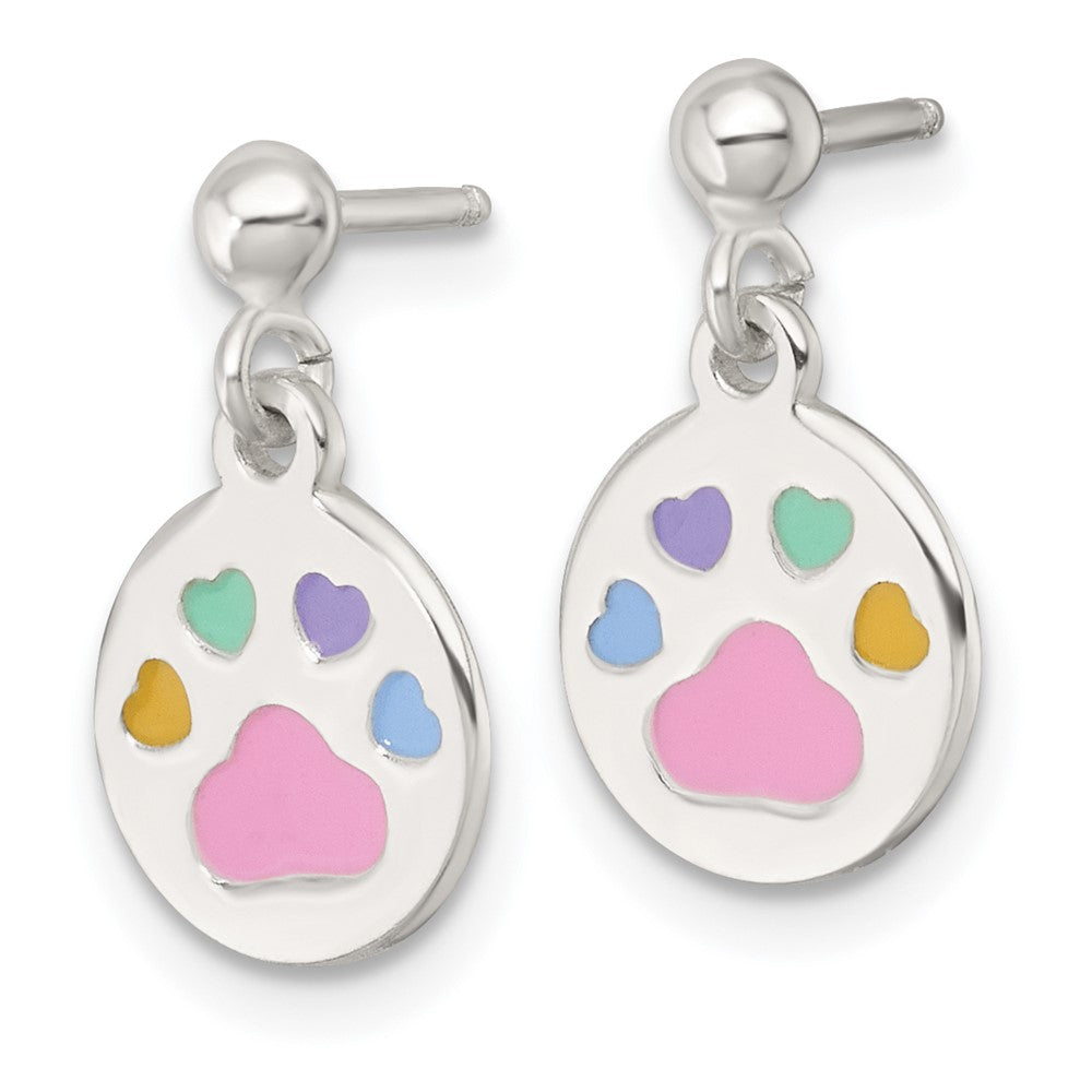 Sterlingsilber Emaille Mehrfarbig Pawprint Kinder Stecker Ohrhänger