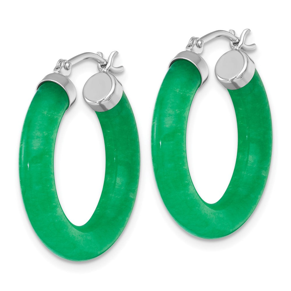 Sterlingsilber Rhodiniert 4.3mm Dyed Jade Quarz Rund Creolen