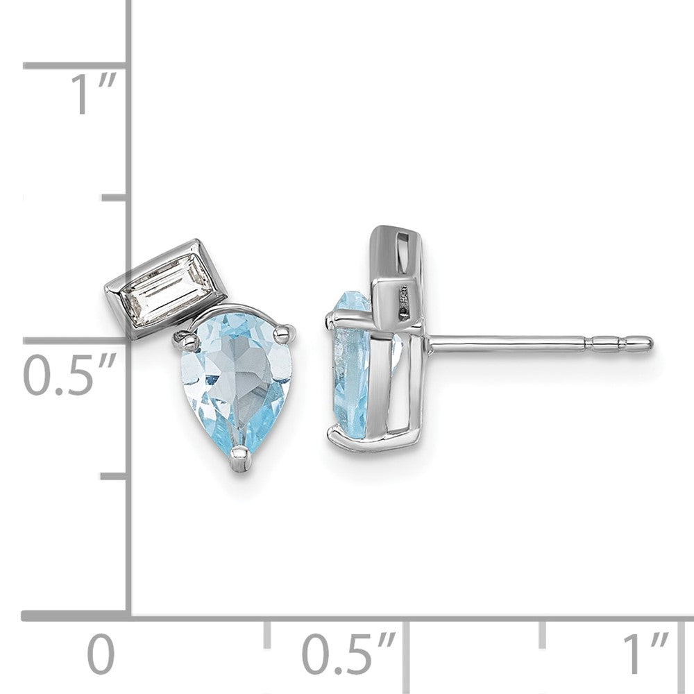 Sterlingsilber Rhodiniert Tropfen und Rechteck Form Bt und Weiß Topas Ohrstecker