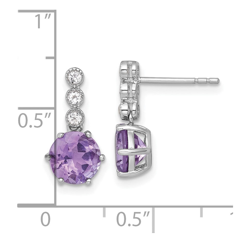 Sterlingsilber Rhodiniert Amethyst und Weiß Topas Stecker Ohrhänger