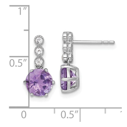Sterlingsilber Rhodiniert Amethyst und Weiß Topas Stecker Ohrhänger