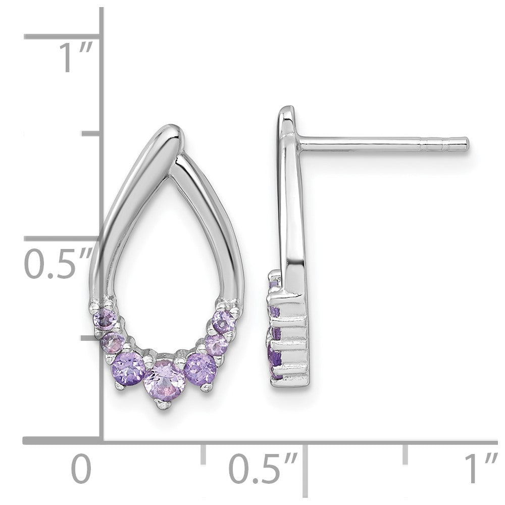 Sterlingsilber Rhodiniert Poliert Amethyst Tropfen Ohrstecker