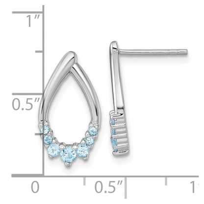 Sterlingsilber Rhodiniert Poliert Schweizer Blautopas Tropfen Ohrstecker