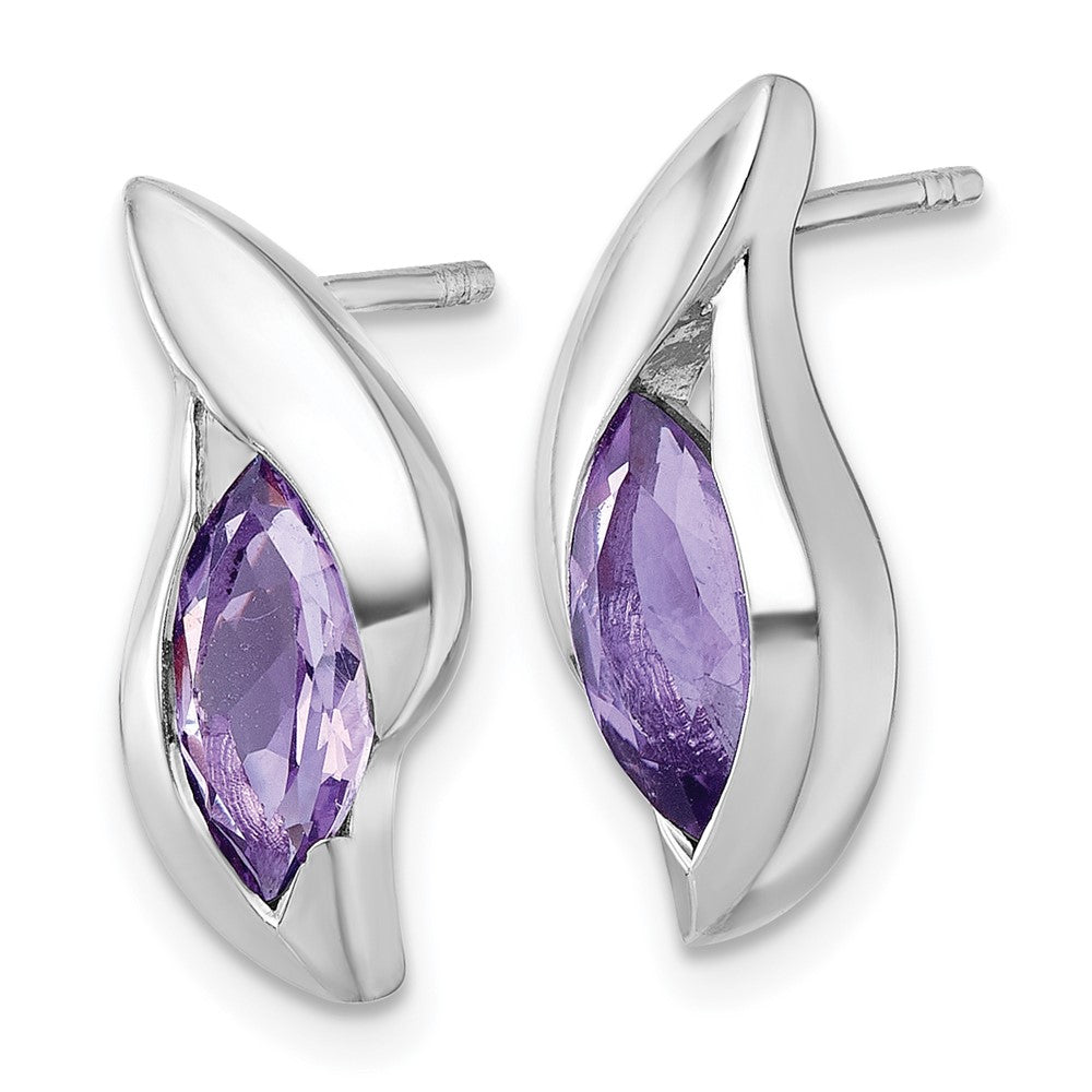 Sterlingsilber Rhodiniert Poliert Amethyst Tropfen Ohrstecker