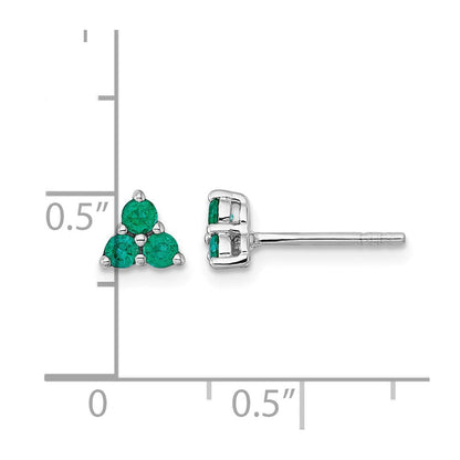 Sterlingsilber Rhodiniert Poliert Smaragd Ohrstecker