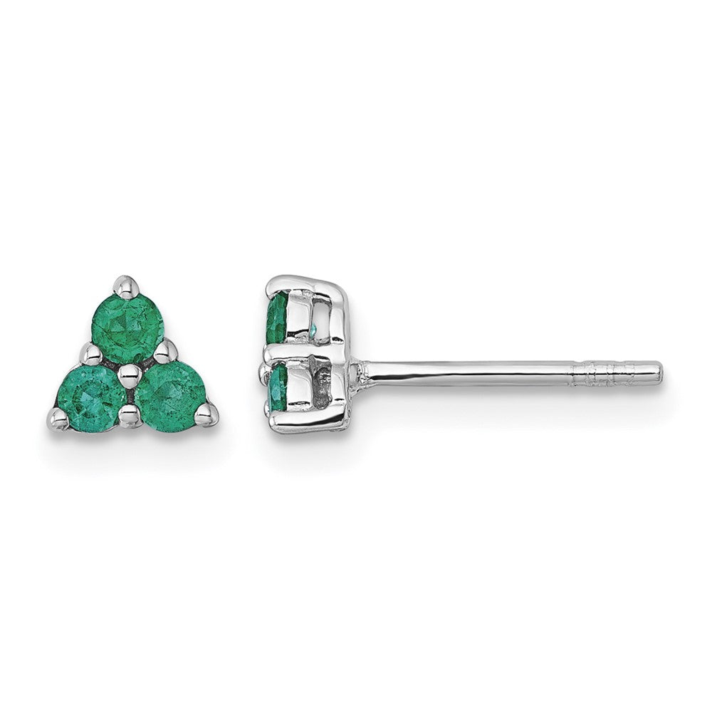 Sterlingsilber Rhodiniert Poliert Smaragd Ohrstecker