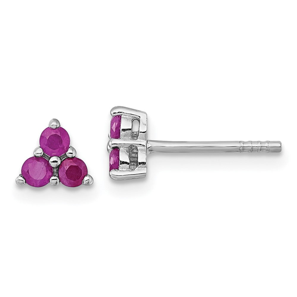 Sterlingsilber Rhodiniert Poliert Rubin Ohrstecker