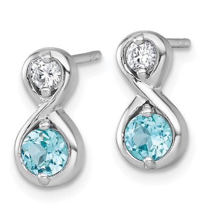 Sterlingsilber Rhodiniert Poliert Cr. Paraiba & Zirkonia Unendlichkeit Ohrstecker