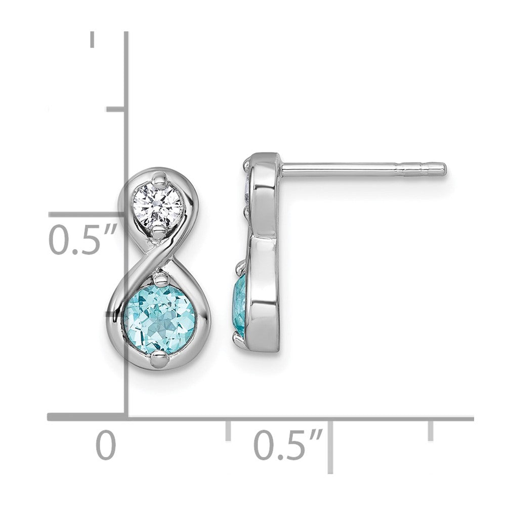 Sterlingsilber Rhodiniert Poliert Cr. Paraiba & Zirkonia Unendlichkeit Ohrstecker