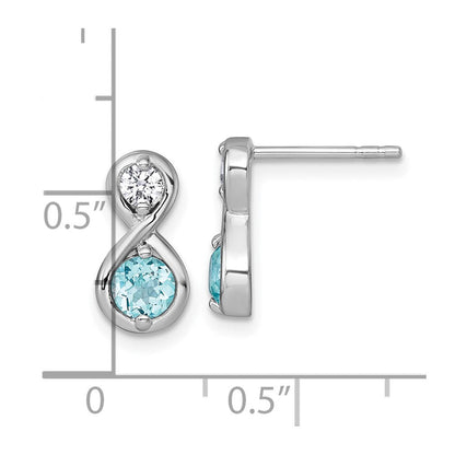 Sterlingsilber Rhodiniert Poliert Cr. Paraiba & Zirkonia Unendlichkeit Ohrstecker