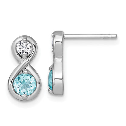 Sterlingsilber Rhodiniert Poliert Cr. Paraiba & Zirkonia Unendlichkeit Ohrstecker