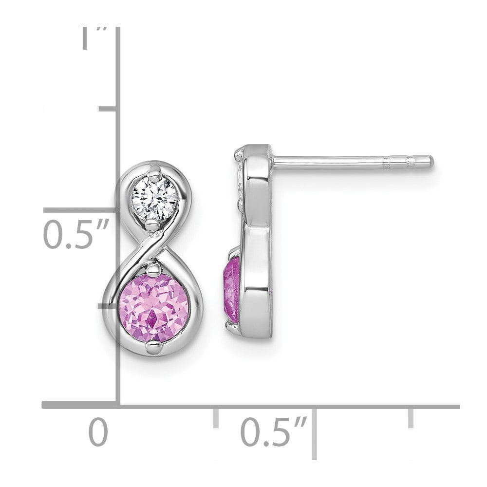 Sterlingsilber Rhodiniert Poliert Cr. Rubin & Zirkonia Unendlichkeit Ohrstecker
