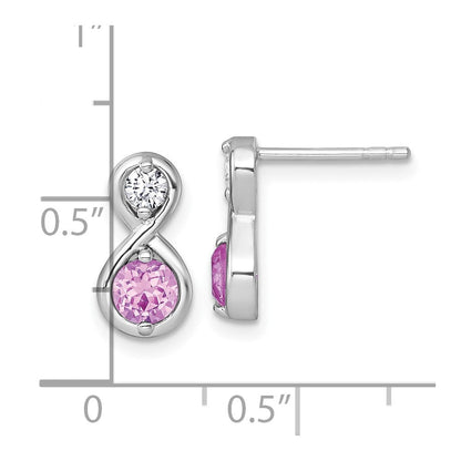 Sterlingsilber Rhodiniert Poliert Cr. Rubin & Zirkonia Unendlichkeit Ohrstecker
