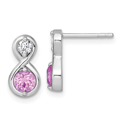 Sterlingsilber Rhodiniert Poliert Cr. Rubin & Zirkonia Unendlichkeit Ohrstecker