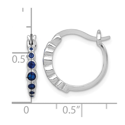 Sterlingsilber Rhodiniert Abgestuft Lab Cr. Saphir Creolen