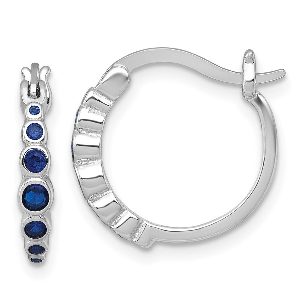 Sterlingsilber Rhodiniert Abgestuft Lab Cr. Saphir Creolen