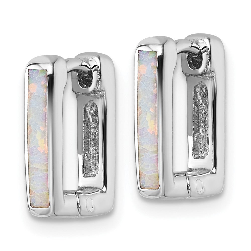 Sterlingsilber Rhodiniert Erzeugt Opal Quadratisch Creolen
