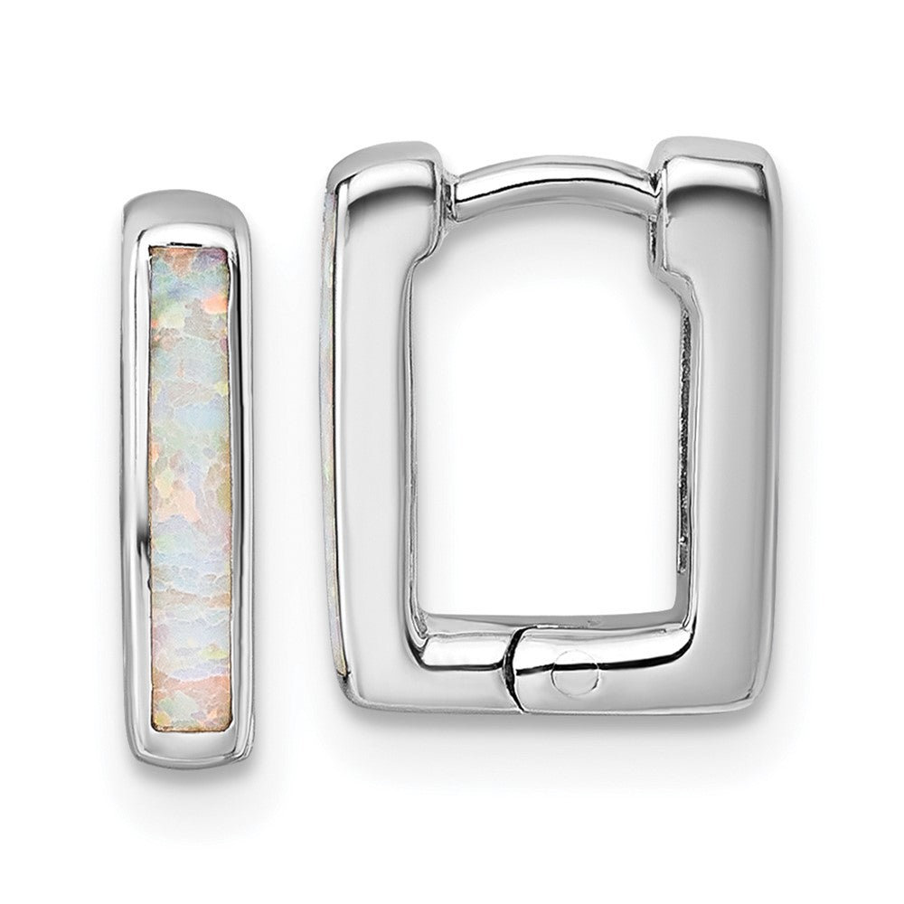 Sterlingsilber Rhodiniert Erzeugt Opal Quadratisch Creolen