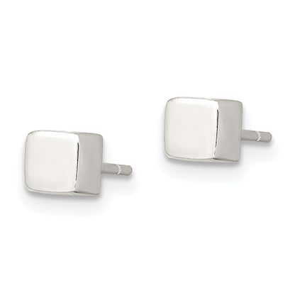 Sterlingsilber Poliert 4mm Quadratisch Cube Ohrringe