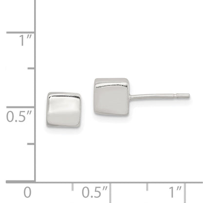 Sterlingsilber Poliert 6mm Quadratisch Cube Ohrringe