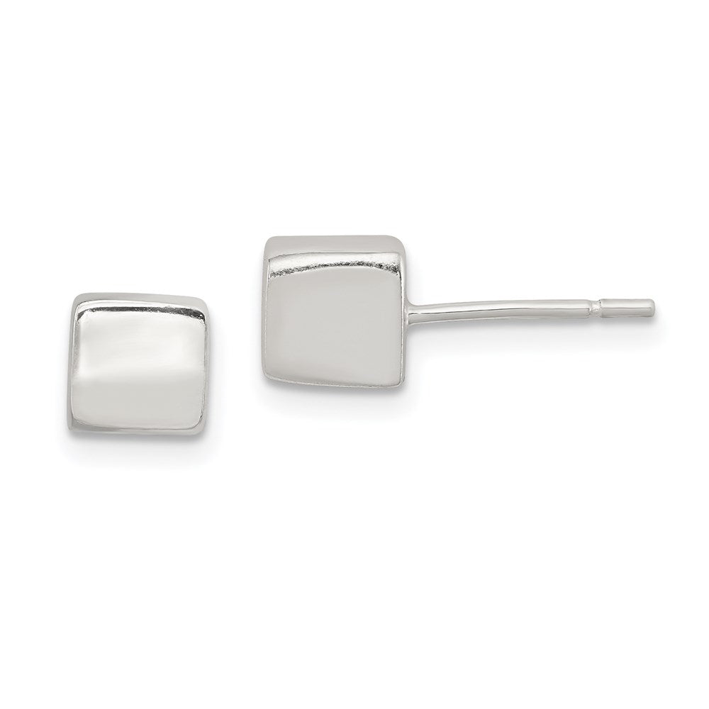 Sterlingsilber Poliert 6mm Quadratisch Cube Ohrringe