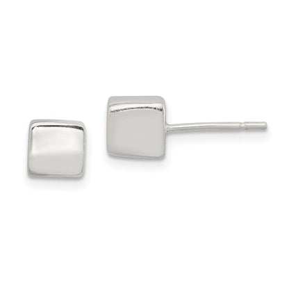 Sterlingsilber Poliert 6mm Quadratisch Cube Ohrringe