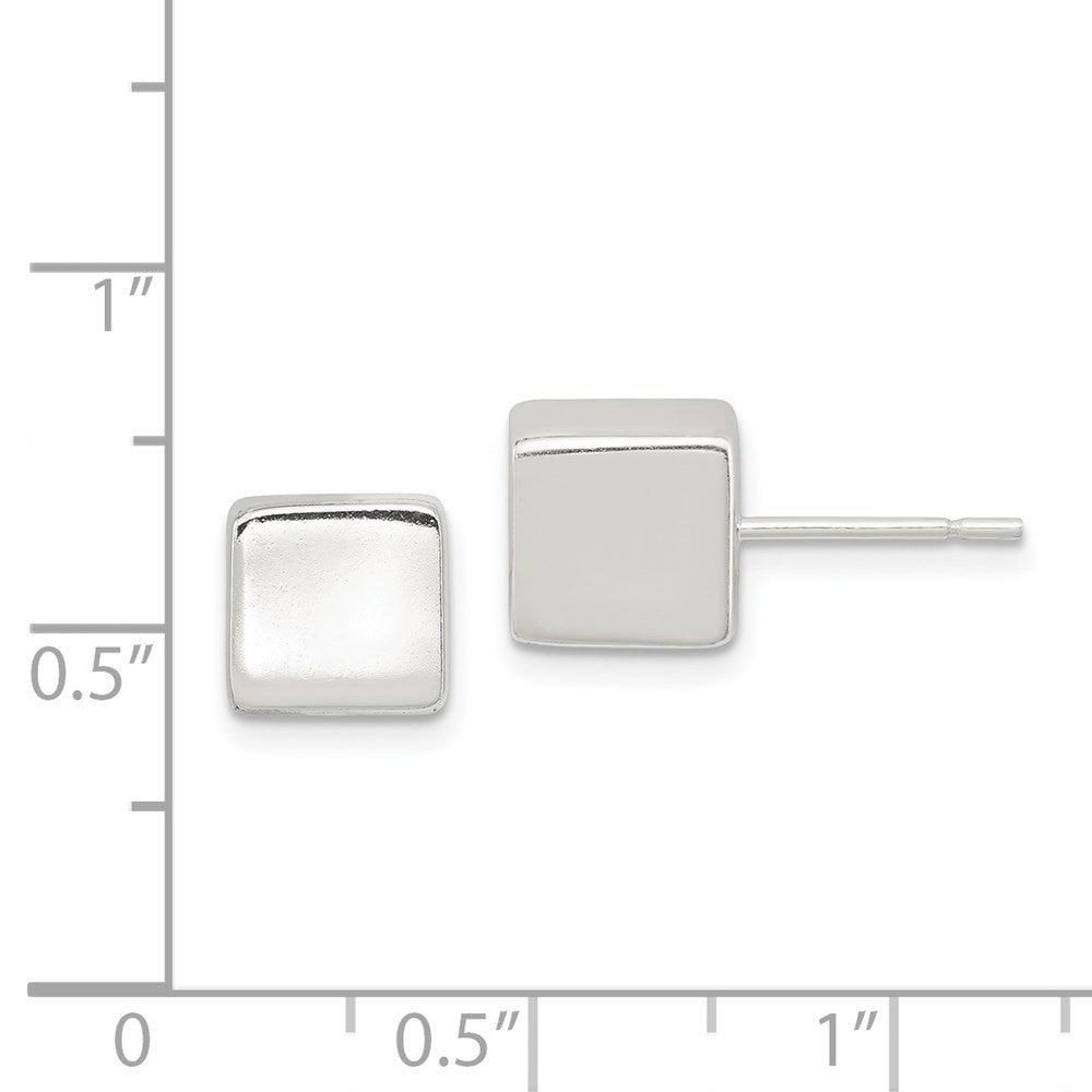 Sterlingsilber Poliert 8mm Quadratisch Cube Ohrringe
