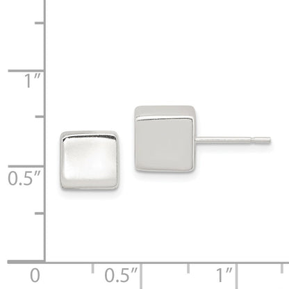 Sterlingsilber Poliert 8mm Quadratisch Cube Ohrringe