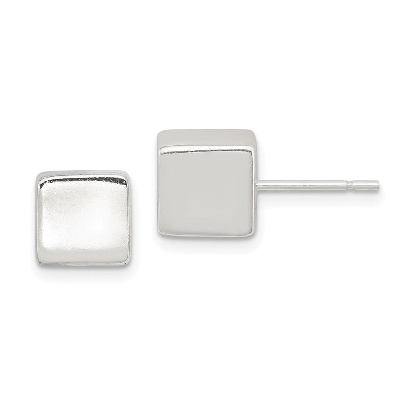 Sterlingsilber Poliert 8mm Quadratisch Cube Ohrringe