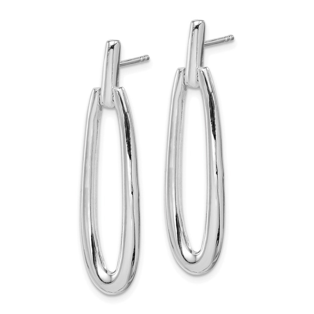 Sterlingsilber Rhodiniert Fantasie Länglich Oval Stecker Ohrhänger