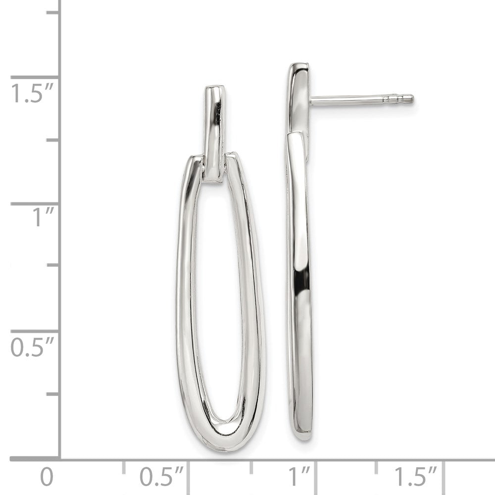 Sterlingsilber Rhodiniert Fantasie Länglich Oval Stecker Ohrhänger