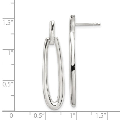 Sterlingsilber Rhodiniert Fantasie Länglich Oval Stecker Ohrhänger