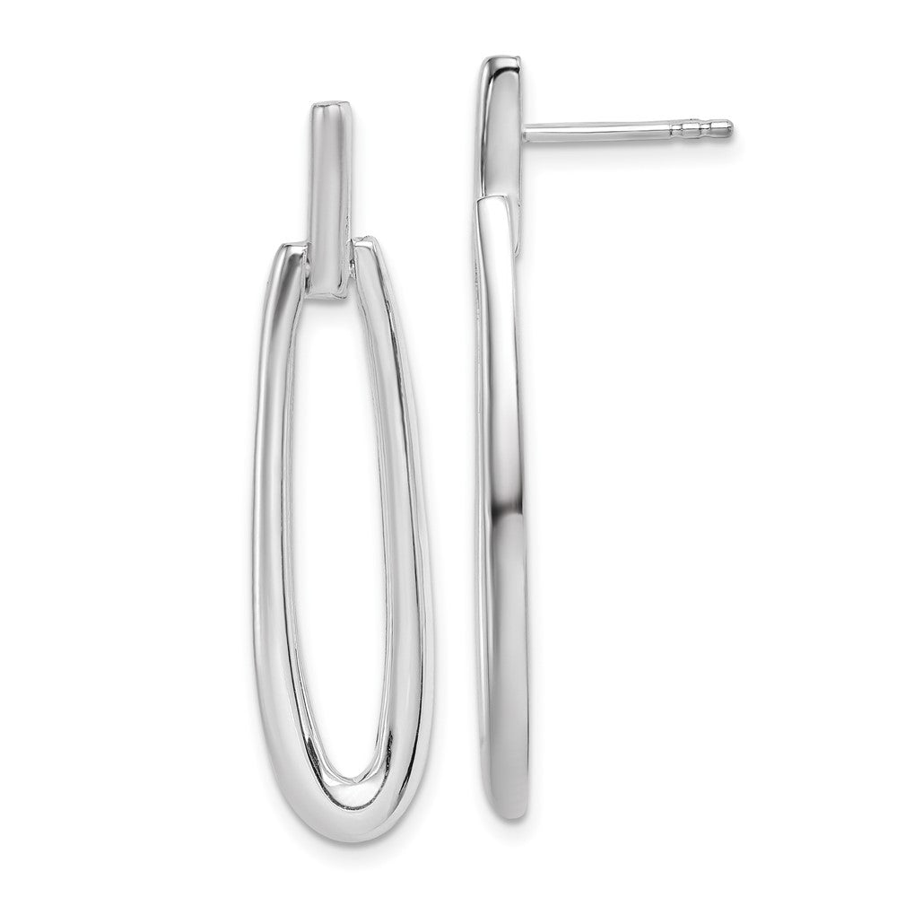 Sterlingsilber Rhodiniert Fantasie Länglich Oval Stecker Ohrhänger