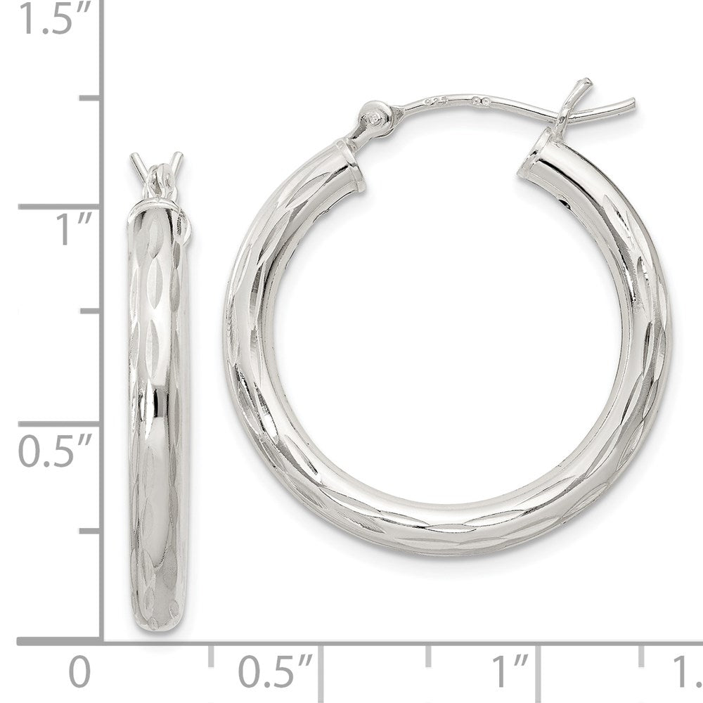 Sterlingsilber Diamantiert Satiniert 3x25mm Creolen