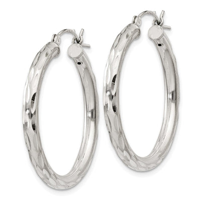 Sterlingsilber Diamantiert Satiniert 3x30mm Creolen