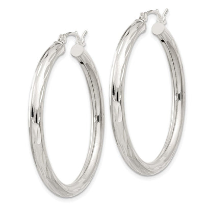 Sterlingsilber Diamantiert Satiniert 3x35mm Creolen